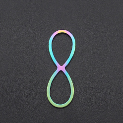 Rainbow Color Ion Plating(IP) 201 Stainless Steel Links, Infinity, Laser Cut, Rainbow Color, 26x9x1mm