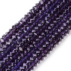 Purple Transparent K9 Glass Beads Strands, Faceted, Rondelle, Purple, 6x3mm, Hole: 1.2mm, about 117pcs/strand, 14.57 inch(37cm)