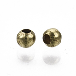 Raw(Unplated) Brass Beads, Round, Nickel Free, Unplated, 3x2.3mm, Hole: 1.4mm