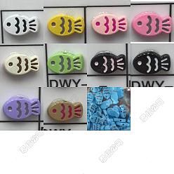 Mixed Color 44Pcs 11 Colors Fish Spray Painted Alloy Enamel Beads, Rack Plating, Cadmium Free & Nickel Free & Lead Free, Mixed Color, 8x13.5x3mm, Hole: 1.5mm, 4pcs/color