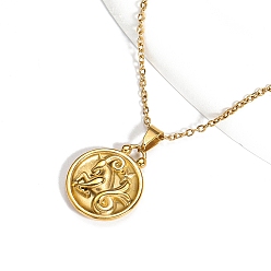 Козерог Ожерелья из нержавеющей стали с подвеской в виде созвездия для женщин и мужчин, золотые, Козерог, 8.27~19.69 дюйм (21~50 см)