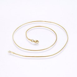 Golden 304 Stainless Steel Snake Chain Necklaces, with Lobster Claw Clasps, Golden, 17.7 inch(45cm), 1.2mm