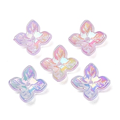 Purple Plating Opaque Acrylic Beads, Iridescent, Flower, Purple, 10x10x4mm, Hole: 1.3mm