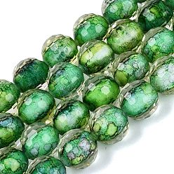 Medium Sea Green Resin Beads Strands, Bead in Bead, with Glass Imitation Stone Bead Inside, Round, Faceted(96 Facets), Medium Sea Green, 9~10mm, Hole: 0.7mm, about 49~51pcs/strand, 18.50~19.29 inch(47~49cm)