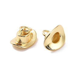 Real 18K Gold Plated Rack Plating Brass Charms, with Jump Ring, Long-Lasting Plated, Cadmium Free & Lead Free, Hat, Real 18K Gold Plated, 6.5x12x8mm, Hole: 3mm