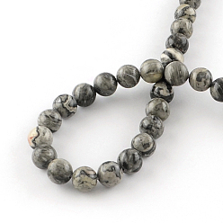 Map Stone Natural Map Stone/Picasso Stone/Picasso Jasper Beads Strands, Round, 8.5mm, Hole: 1mm, about 47pcs/strand, 15.5 inch