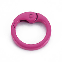 Medium Violet Red Spray Painted Alloy Spring Gate Rings, Cadmium Free & Nickel Free & Lead Free, O Rings, Medium Violet Red, 25x4mm, Hole: 19mm