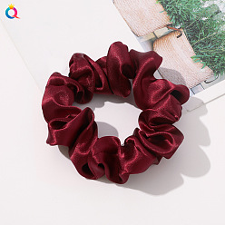 Simulated silk 8cm small loop - wine red Elegant and Versatile Solid Color Hair Scrunchies for Women, Simulated Silk Ponytail Holder Accessories