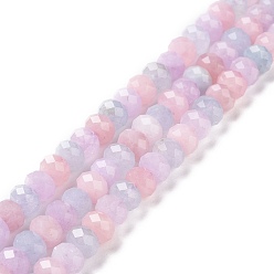 Mixed Stone Natural Aquamarine & Rose Quartz & Amethyst Beads Strands, Faceted, Rondelle, 8x5mm, Hole: 1mm, about 68pcs/strand, 15.31''(38.9cm)