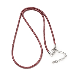 Индийский Красный 2.5мм нейлоновый плетеный шнур для изготовления ожерелий, с латунными выводами и 304 застежками из лобстера из нержавеющей стали, долговечный, стойки покрытие, платина, Индийская красная, 17.72 дюйм (45 см)