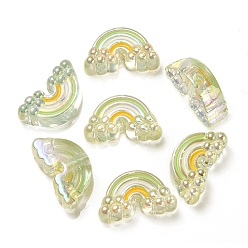 Green Yellow UV Plating Rainbow Iridescent Acrylic Enamel Beads, Rainbow, Green Yellow, 17x29x11mm, Hole: 3.5mm