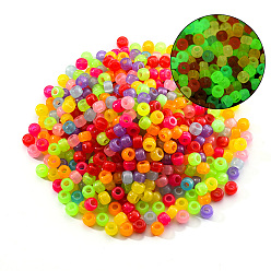 Mixed Color Plastic Beads, Luminous Beads, Rondelle, Mixed Color, 9x6mm, Hole: 3.5mm, about 500pcs/bag