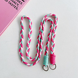 Cerise Nylon Crossbody Braided Shoulder Phone Straps, Universal Outdoor Lanyard for Men and Women, with Metal Clasp, Mobile Phone Accessories, Cerise, 11cm