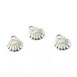 Stainless Steel Color 304 Stainless Steel Charms, Shell, Stainless Steel Color, 7.5x5.5x1mm, Hole: 1.5mm
