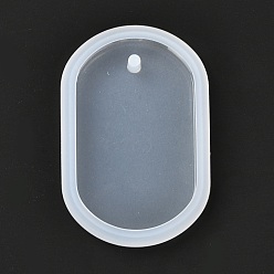 White DIY Pendant Silicone Molds, Resin Casting Molds, Clay Craft Mold Tools, Oval, White, 52x35x7.5mm, Hole: 3mm