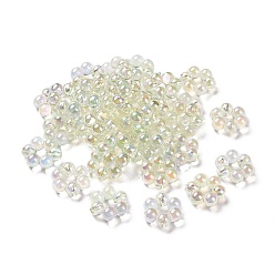 Pale Green UV Plating Rainbow Iridescent Acrylic Beads, Flower, Pale Green, 16.5x15.5x6mm, Hole: 1.6mm