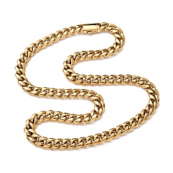 Настоящее золото 18K 10мм 304 кубинские звенья из нержавеющей стали, ожерелья для унисекс, ионное покрытие (ip), реальный 18 k позолоченный, 23.94 дюйм (60.8 см)