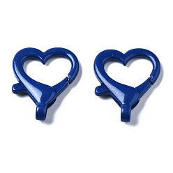 Синий Застежки-клешни из экологически чистого сплава, окрашенные распылением, без кадмия, без никеля и без свинца, сердце, синие, 26x22x5.5 мм, отверстие : 2 мм