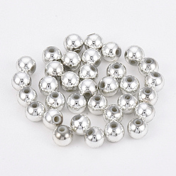Silver Carnival Celebrations, Mardi Gras Beads, CCB Plastic Beads, Round, Silver Color Plated, 10mm, Hole: 1.9mm, about 1000pcs/500g