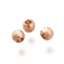 Розовое Золото Латунные бусины, долговечный, без кадмия и без свинца, круглые, розовое золото , 3x2.5 мм, отверстие : 1.2 мм