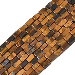 Tiger Eye Natural Tiger Eye Beads Strands, Cuboid, 4~5x2.5x2~2.5mm, Hole: 0.7mm, about 82pcs/strand, 14.96 inch(38cm)