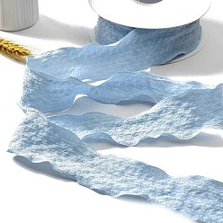 Light Sky Blue Polyester Ruffled Ribbon, Pleated Ribbon, for Gift Wrapping, Bow Tie Making, Light Sky Blue, 1 inch(25mm), about 9.84 Yards(9m)/Roll