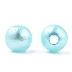 Cyan Spray Painted ABS Plastic Imitation Pearl Beads, Round, Cyan, 6x5.5mm, Hole: 1.8mm, about 4540 pcs/500g
