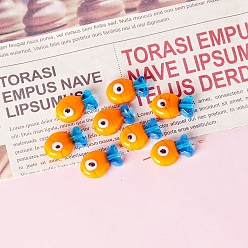 Orange Handmade Lampwork Beads, Fish, Orange, 13x20mm