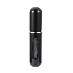 Black Portable Mini Spray Bottles, Aluminum Atomizer Shell, Plastic Inner Container, Refillable Atomizer Perfume Bottle, for Traveling, Column, Black, 80.8x17mm, Capacity: 5ml(0.17 fl. oz)