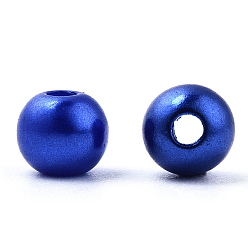 Medium Blue Spray Painted ABS Plastic Imitation Pearl Beads, Round, Medium Blue, 6x5.5mm, Hole: 1.8mm, about 4540 pcs/500g