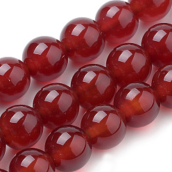 Carnelian Natural Carnelian Beads Strands, Dyed, Round, 14mm, Hole: 1mm, about 28pcs/strand, 15.7 inch
