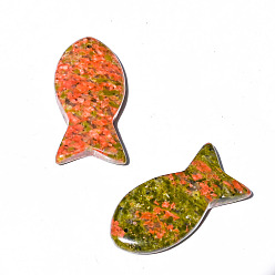 Unakite Natural Unakite Pendants, Fish Charms, 38x20mm