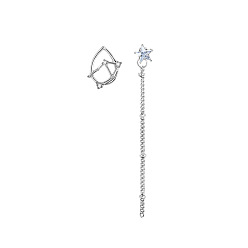 Libra Constellations & Star Asymmetric Alloy Earrings, Chains Tassel Earrings, Libra, 65mm, 1.6mm