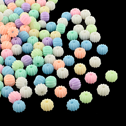 Mixed Color Opaque Acrylic Beads, Pumpkin Beads, Mixed Color, 7x8.5mm, Hole: 1.5~2mm, about 1720pcs/500g