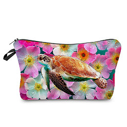 Fuchsia Tortoise Pattern Polyester Waterpoof Makeup Storage Bag, Multi-functional Travel Toilet Bag, Clutch Bag with Zipper for Women, Fuchsia, 22x18.5cm