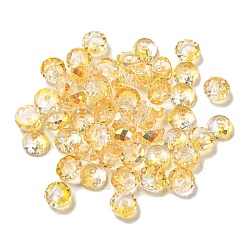 Gold Electroplate Glass Beads, Faceted, Half Round, Gold, 5.5x3mm, Hole: 1.4mm, 100pcs/bag