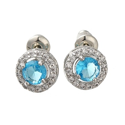 Темно-Голубой Серьги из латуни с микропаве и цирконием в стойке, долговечный, карат круглой формы, глубокое синее небо, 9 мм