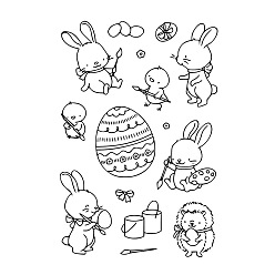 Rabbit Easter Themed Silicone Clear Stamps, for DIY Scrapbooking, Photo Album Decorative, Cards Making, Easter Theme Pattern, 160x110mm