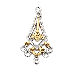 Золотой & Цвет Нержавеющей Стали Ионное покрытие (ip) 304 звенья компонентов люстры из нержавеющей стали, воздушный змей, золотые и нержавеющая сталь цвет, 39.5x21.5x2.5 мм, отверстие : 2 мм