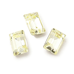 Нарцисс Стеклянные стразы кабошоны, плоская задняя и задняя, граненые, прямоугольные, бледно-желтый цвет, 4x2.5x2 мм
