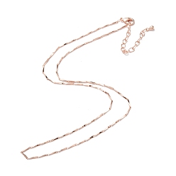 Real Rose Gold Plated Brass Bar Link Chain Necklaces, Long-Lasting Plated, Real Rose Gold Plated, 16.14 inch(41cm)