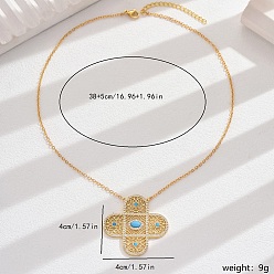 Золотой Винтажное этническое стильное латунное микро-паве прозрачное ожерелье с крестом из кубического циркония для женщин, золотые, 14.96 дюйм (38 см)