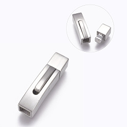 Matte Platinum Color 304 Stainless Steel Bayonet Clasps, Matte, Matte Platinum Color, 28.5x7mm, Hole: 5x5mm