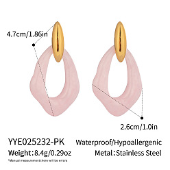 Pink Серьги-гвоздики из полой стали с самородками, реальный 18 k позолоченный, розовые, 47x26 мм