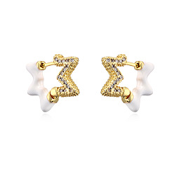 41055 Colorful Oil Drop Zircon Earrings for Women, 18K Gold Plated Fashion Jewelry