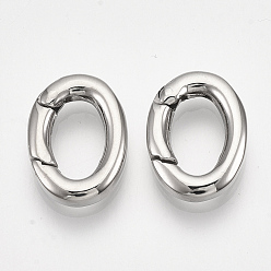 Stainless Steel Color 304 Stainless Steel Spring Gate Rings, Oval Rings, Stainless Steel Color, 15.5x11.5x3mm, Inner Diameter: 10x6mm