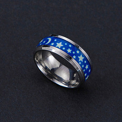 Нержавеющая Сталь Цвет Кольца из нержавеющей стали, светящееся свечение в темноте, цвет нержавеющей стали, размер США 7 (17.3 мм)