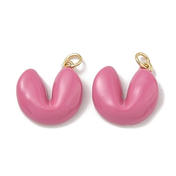 Pink Латунь эмаль подвески, сердце прелести, стойки покрытие, реальный 18 k позолоченный, розовые, 17.5x16.5x5 мм