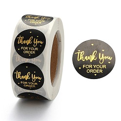 Black 1 Inch Thank You Adhesive Label Stickers, Decorative Sealing Stickers, for Christmas Gifts, Wedding, Party, Black, 25mm, about 500pcs/roll