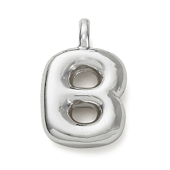 Letter B Латунные подвески, долговечный, стойки покрытие, без кадмия и без свинца, платина, В письме, 15.5x9.5x4.5 мм, отверстие : 2.5 мм